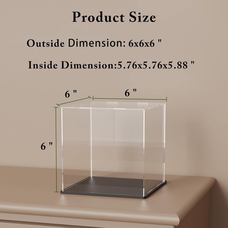 SVENJBB Acrylic Display Case, 6x6x6 Inch Cube Acrylic Boxes for Display, Clear Display Cases with Matte Black Base and Lid for Collectibles and Figures - Image 4